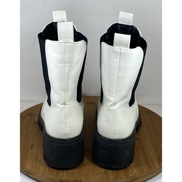 Qupid Women’s Size 8 Black And White Pull On Combat Boots - Picture 4 of 5